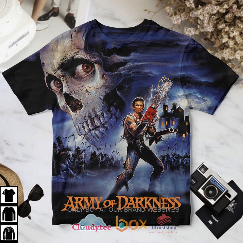 army of darkness movie pattern skull t shirt 1 11109