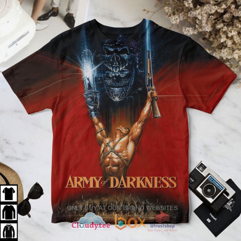 army of darkness pattern red t shirt 1 3075
