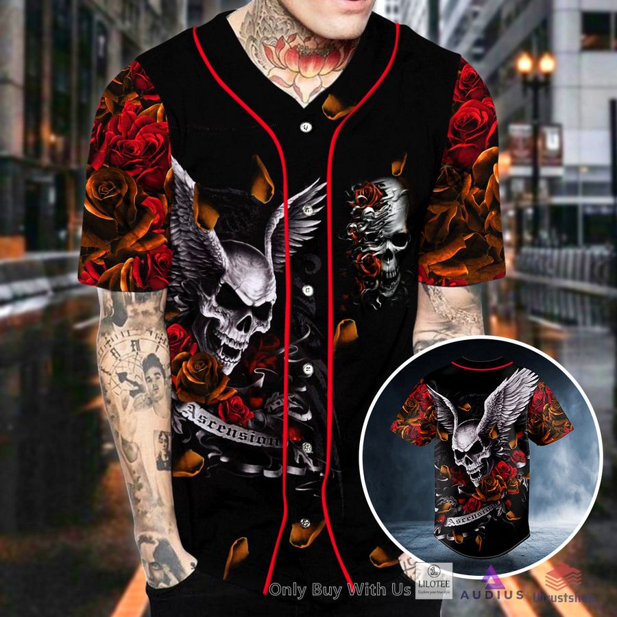 ascension day roses winged skull baseball jersey 2 44081