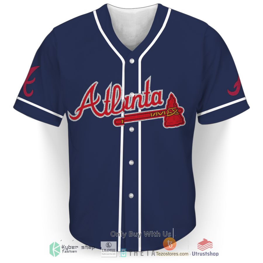 atlanta braves mlb navy baseball jersey 1 10454