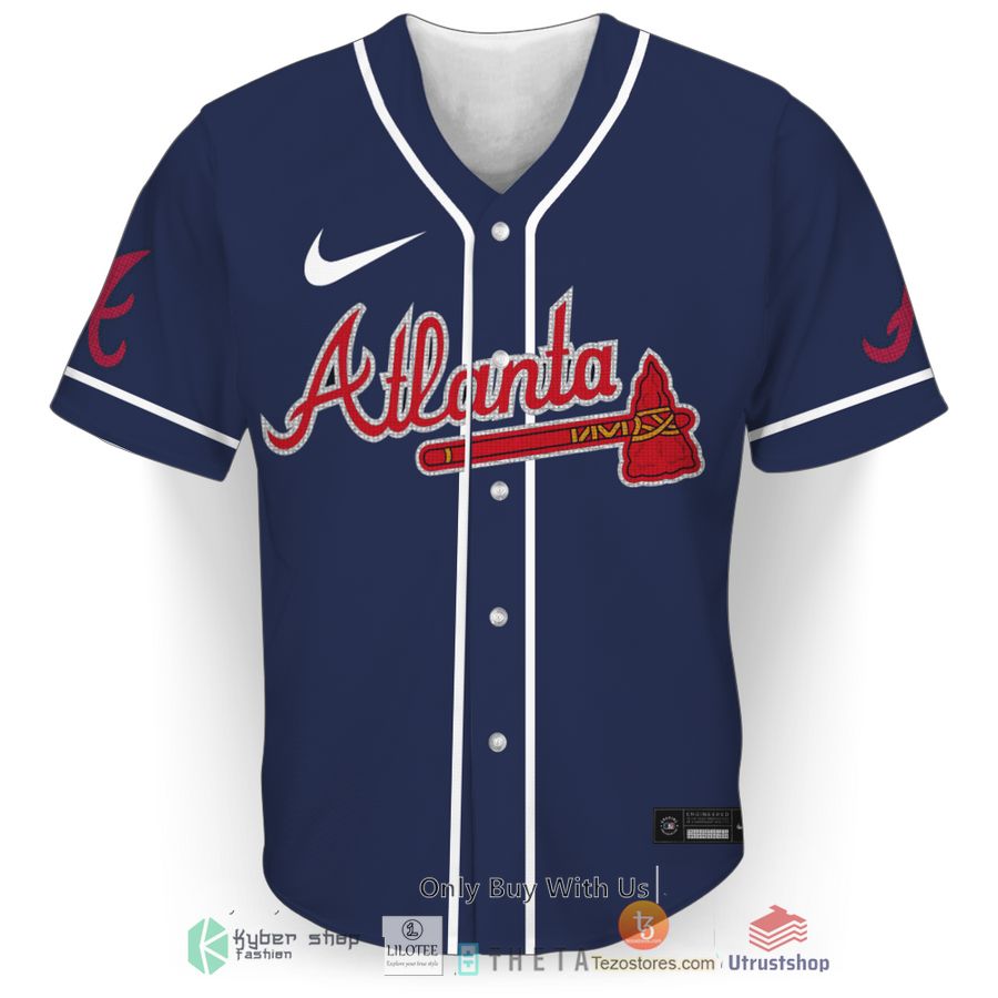 atlanta braves mlb team navy baseball jersey 1 97989