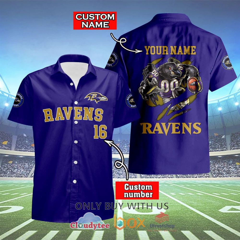 baltimore ravens mascot personalized hawaiian shirt 1 6703