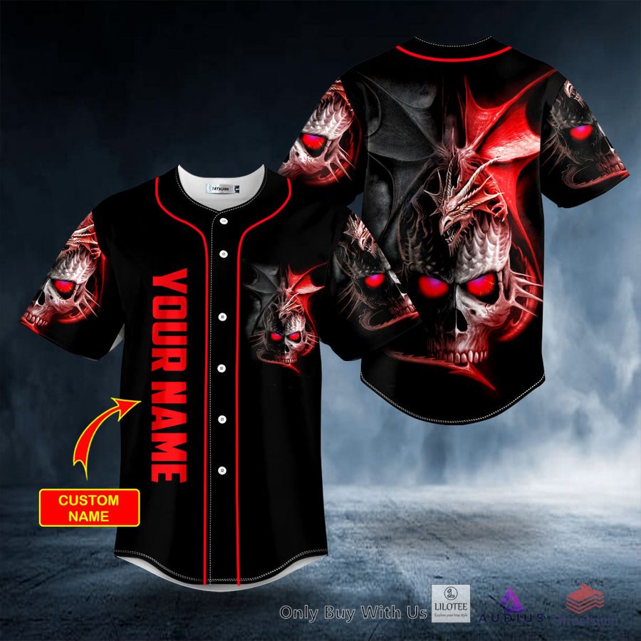 black red dragon king skull custom baseball jersey 1 82134