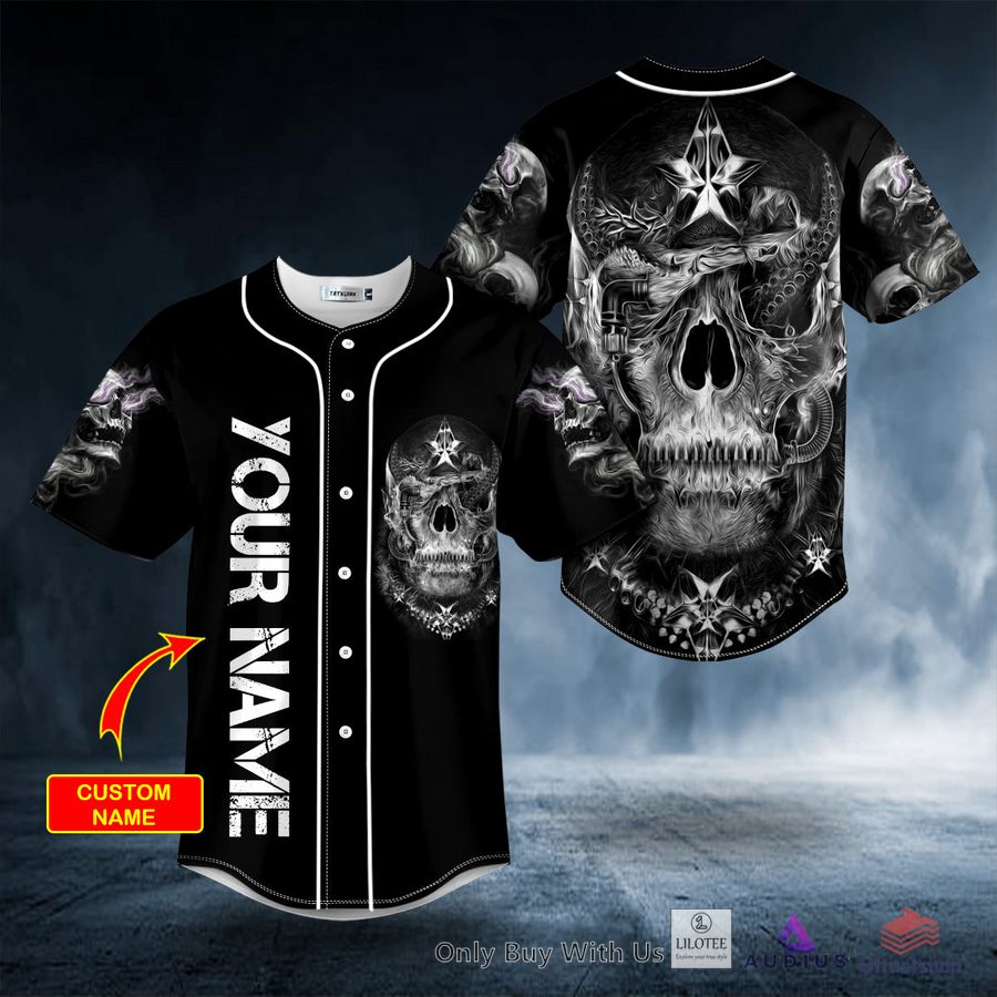 black white dragon fire skull custom baseball jersey 1 39825