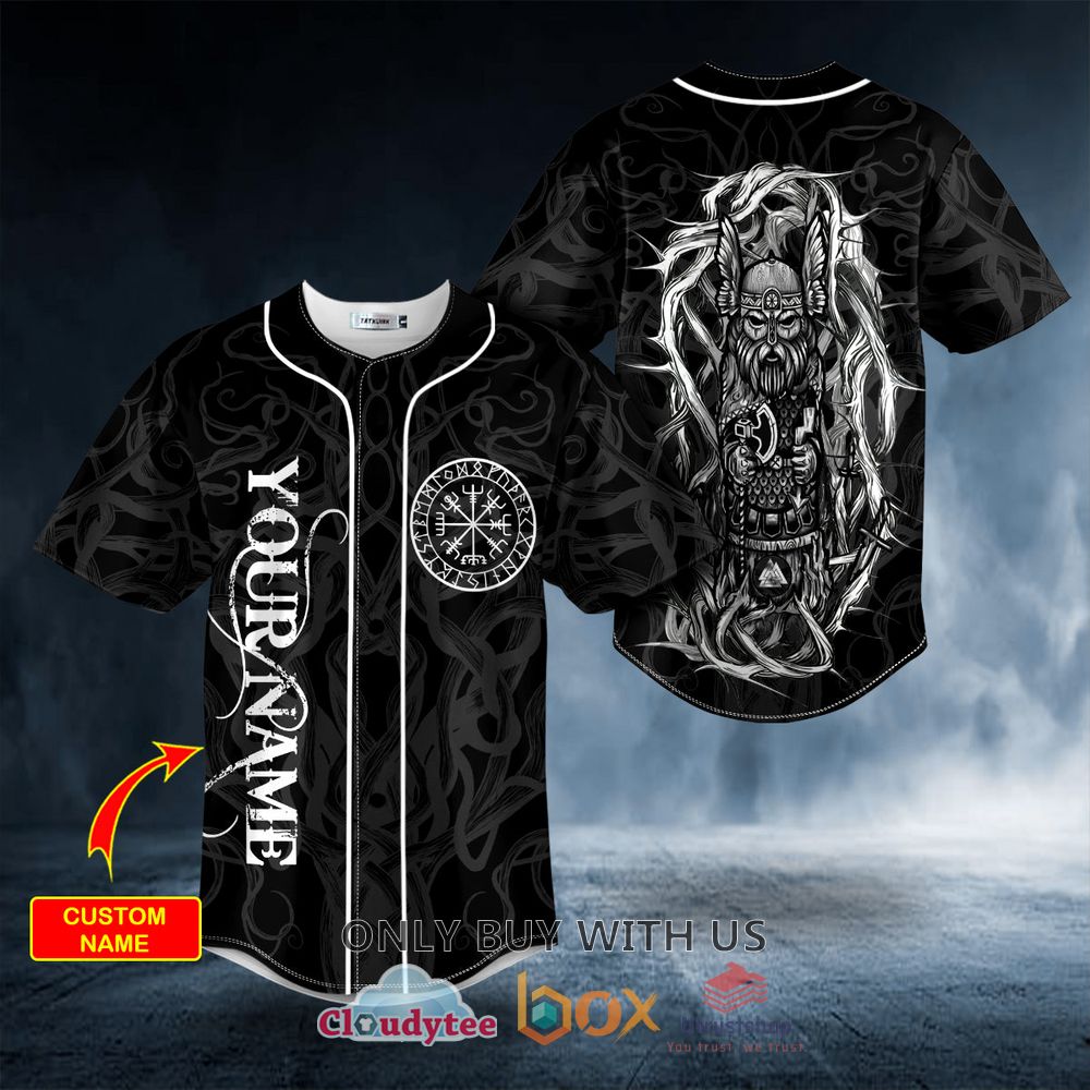 black white odin allfather viking tattoo custom baseball jersey 1 49708