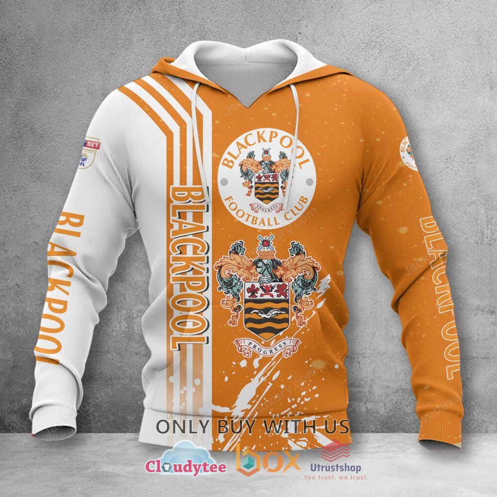 blackpool football club orange white 3d hoodie shirt 2 58870
