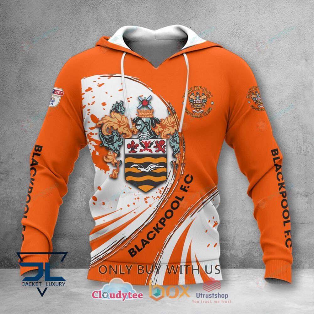 blackpool football club white orange 3d hoodie shirt 2 77257