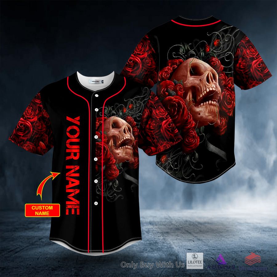 blood roses skull custom baseball jersey 1 77860