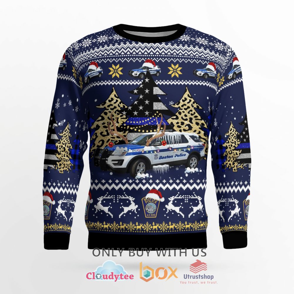 boston police department navy christmas sweater 2 75562