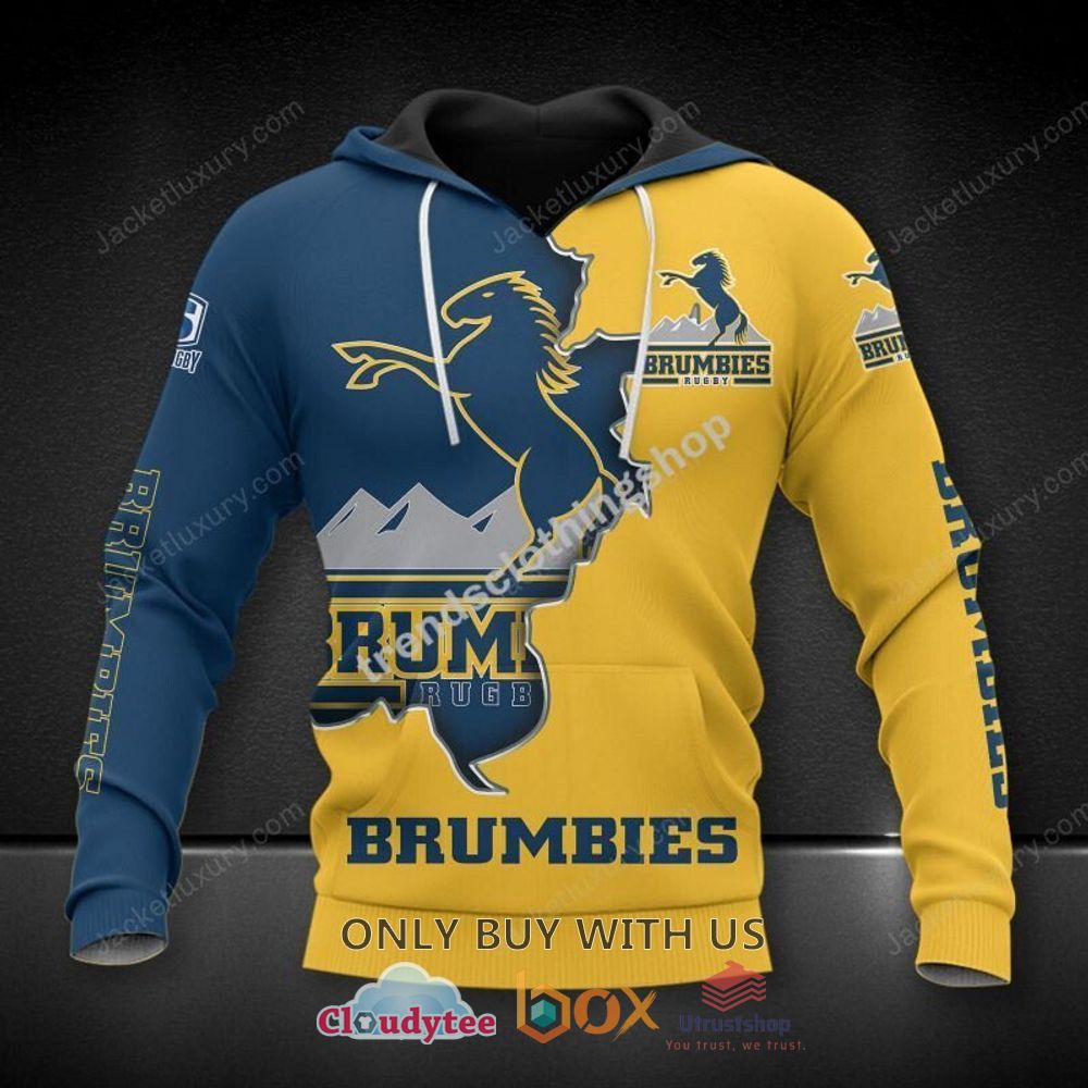 brumbies rugby horse yellow blue 3d hoodie shirt 1 23087