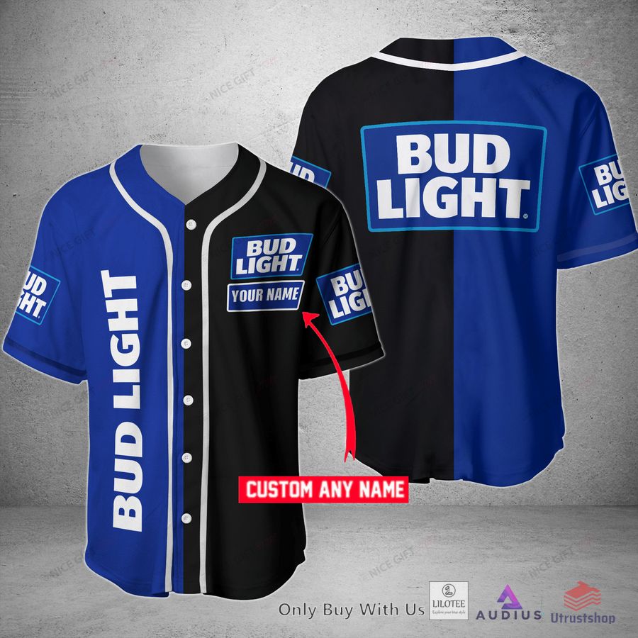 bud light your name black blue baseball jersey 1 89618