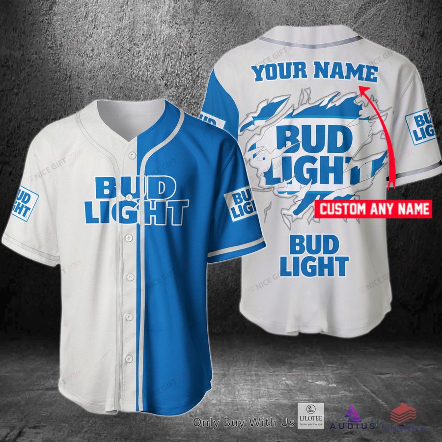 bud light your name blue white baseball jersey 1 11316
