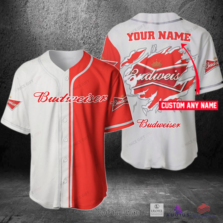 budweiser your name red white baseball jersey 1 26408