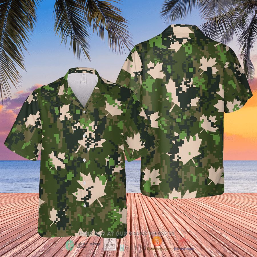 canadian army maple leaf short sleeve hawaiian shirt 1 97526