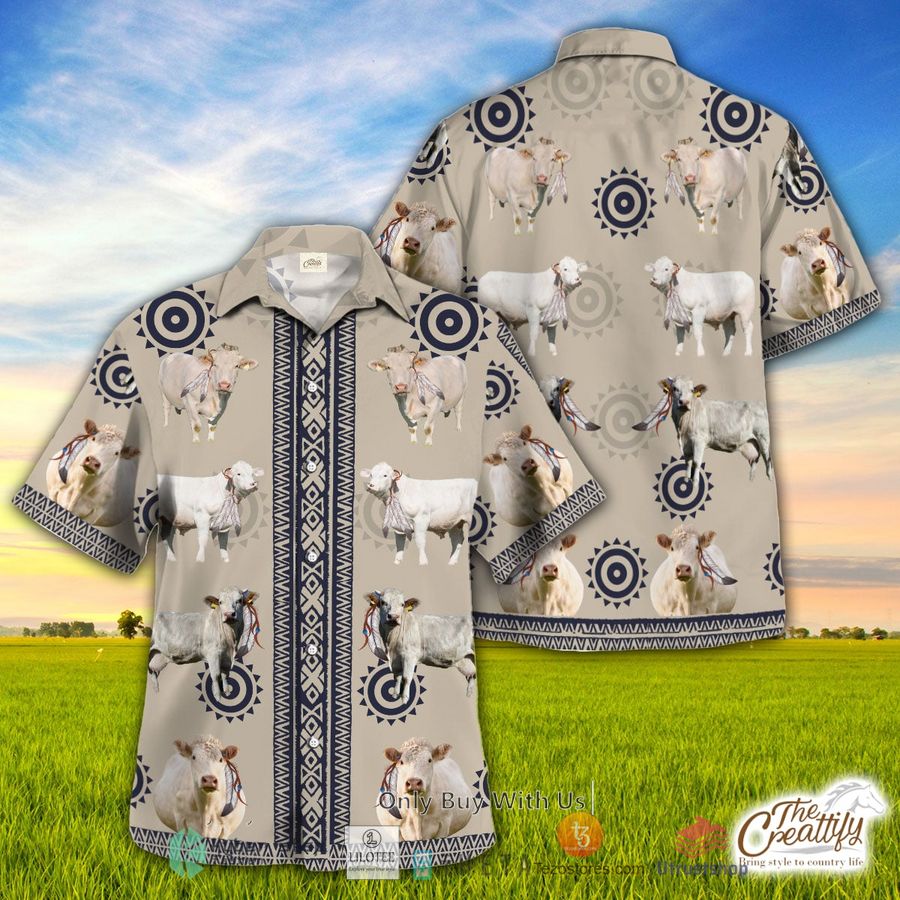charolais in native american pattern hawaiian shirt 2 73177