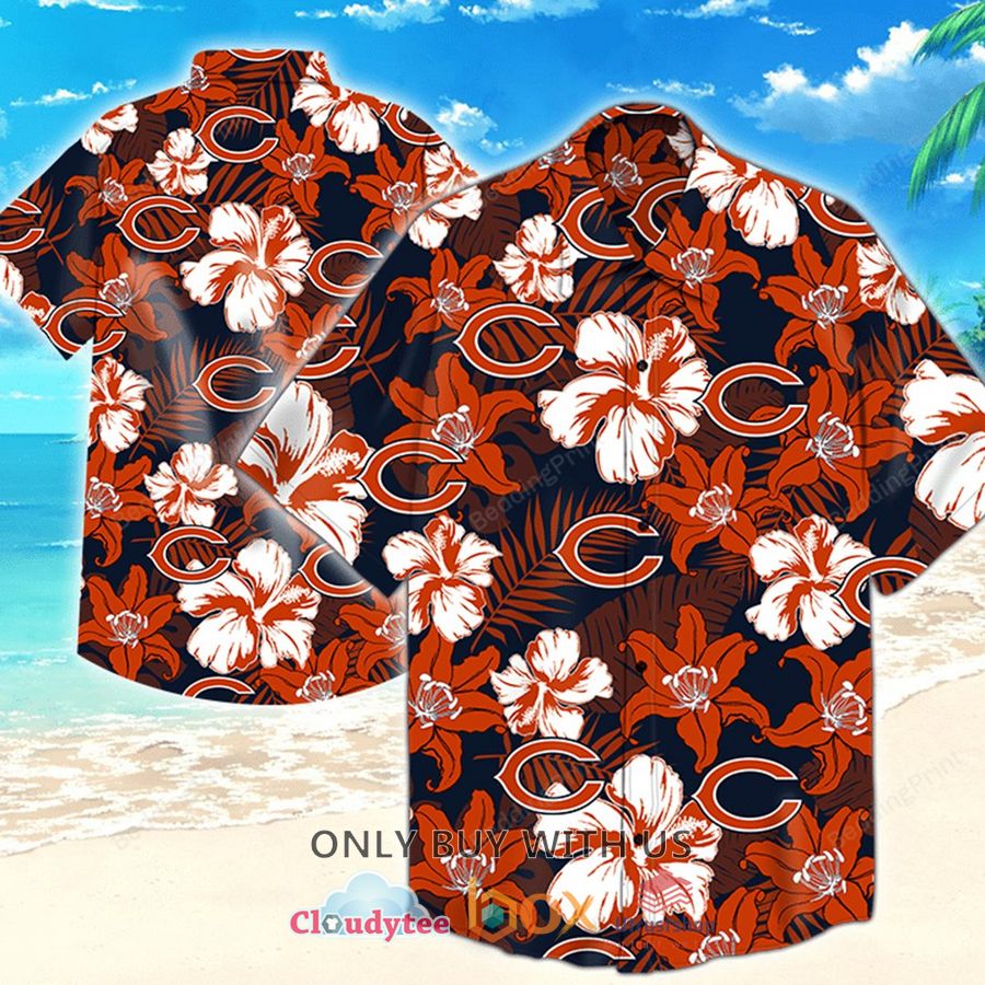chicago bears hibiscus flower hawaiian shirt 1 37345