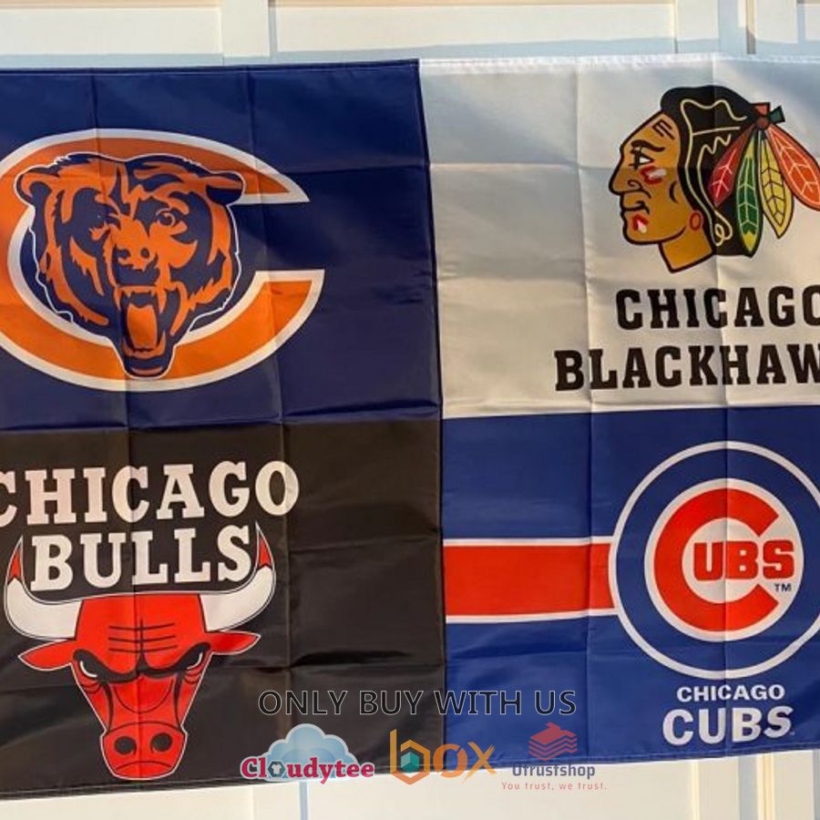chicago bull cubs bears blackhawks team logo flags 1 13140