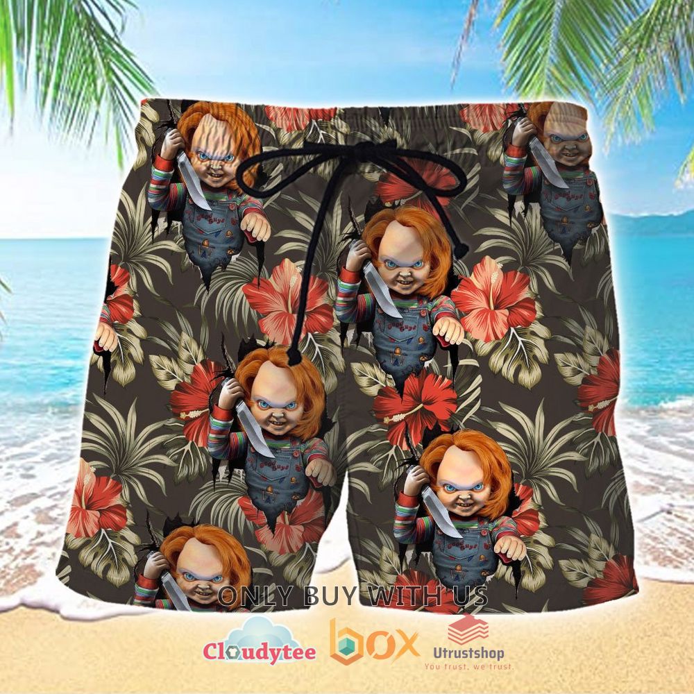 childs play chucky flower beach shorts 1 81405
