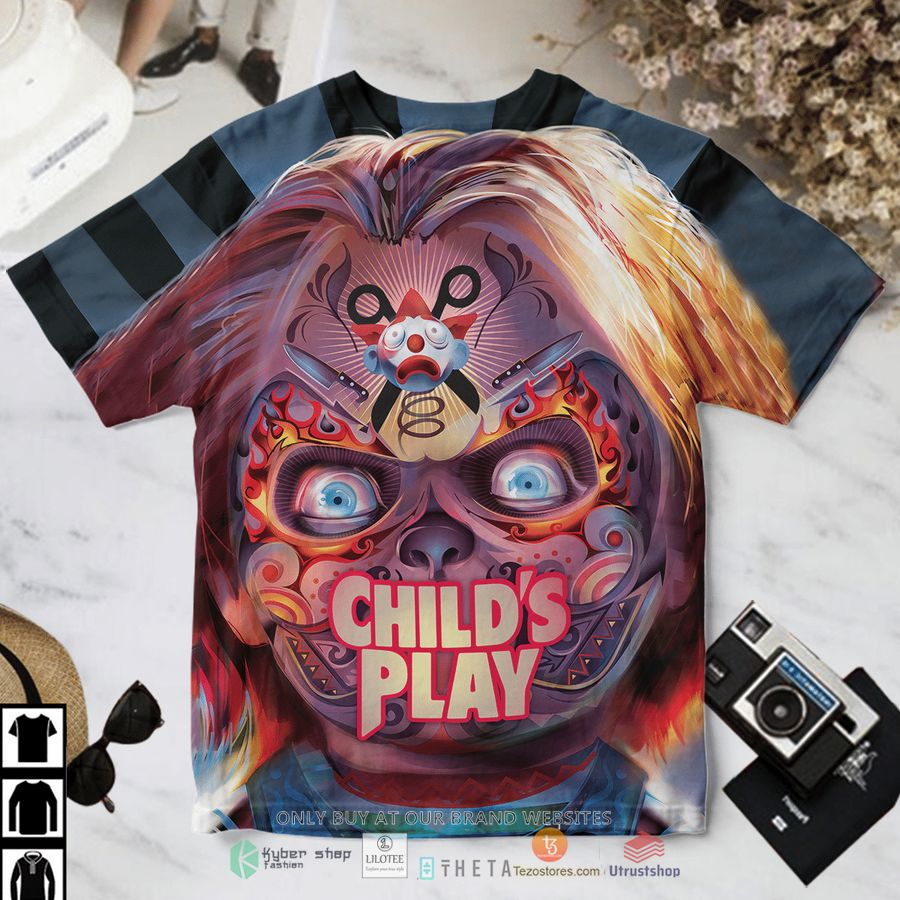 childs play horror chucky face t shirt 1 8050