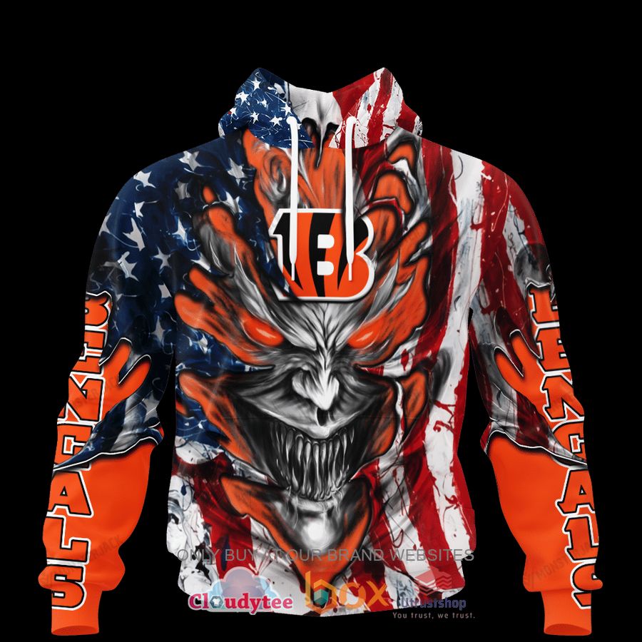 cincinnati bengals evil demon face us flag 3d hoodie shirt 1 8687