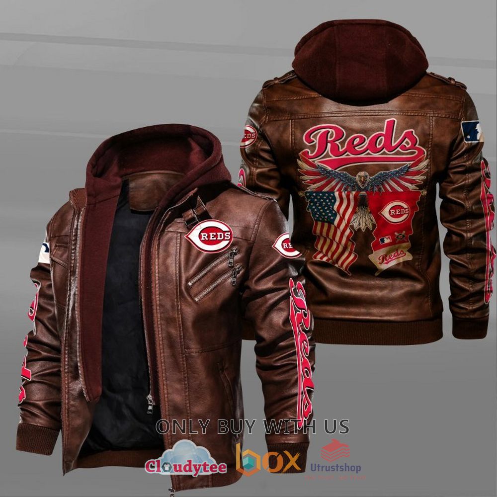 cincinnati reds american flag eagle leather jacket 2 47348