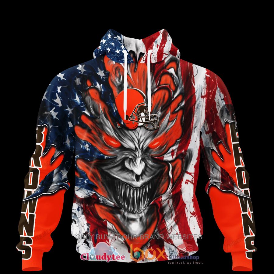 cleveland browns evil demon face us flag 3d hoodie shirt 1 10316