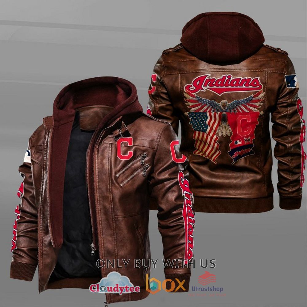 cleveland indians american flag eagle leather jacket 2 84620