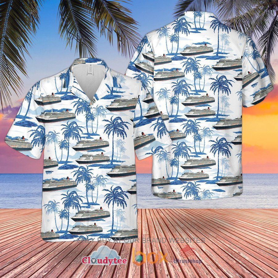 cunard line ms queen victoria qv pattern hawaiian shirt 1 82593