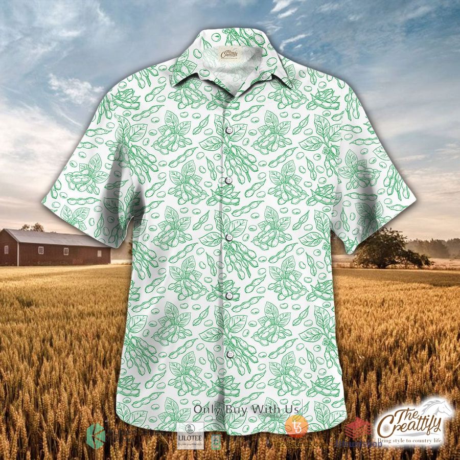 cute soybeans pattern green hawaiian shirt 1 79969