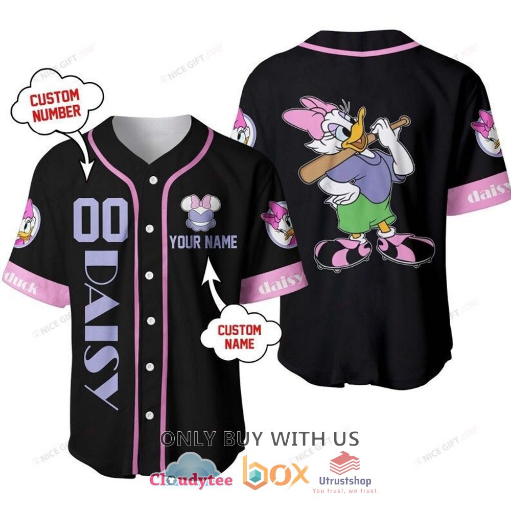 daisy duck personalized black baseball jersey shirt 1 41149