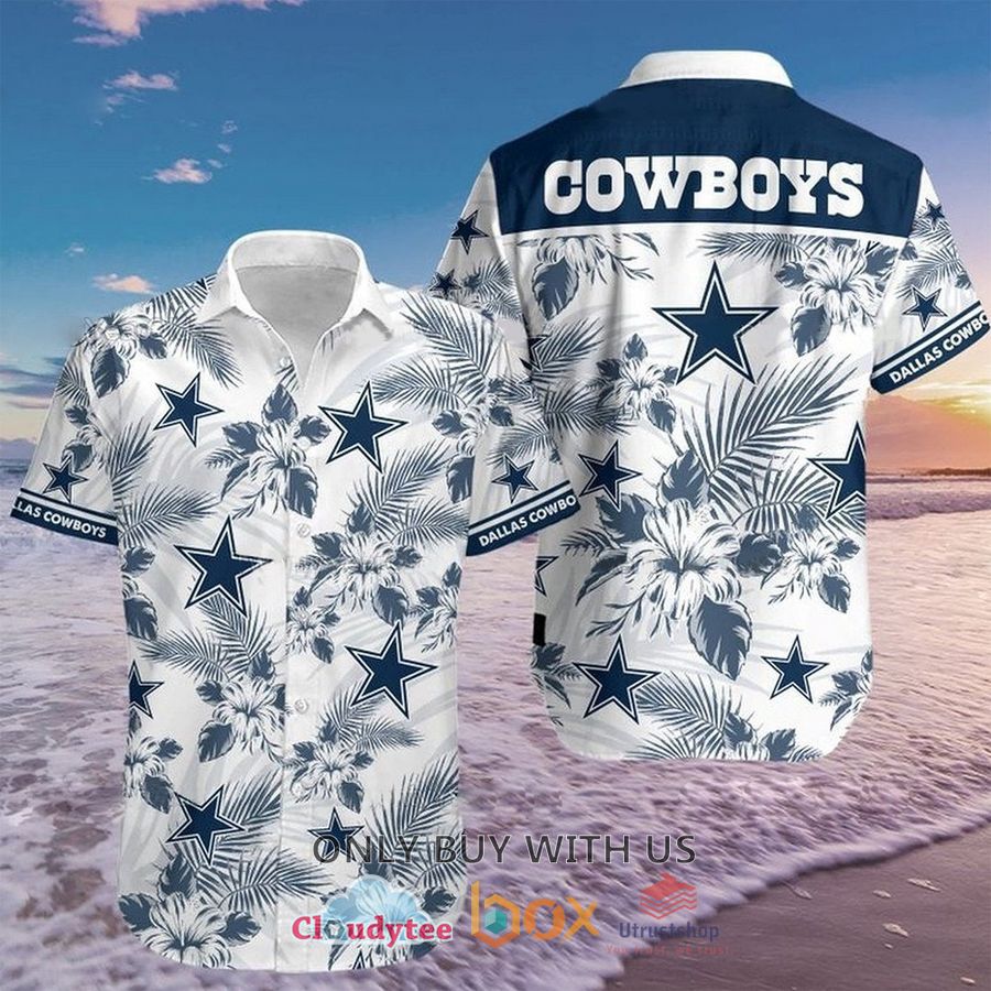 dallas cowboys hibiscus flower white hawaiian shirt 1 59069