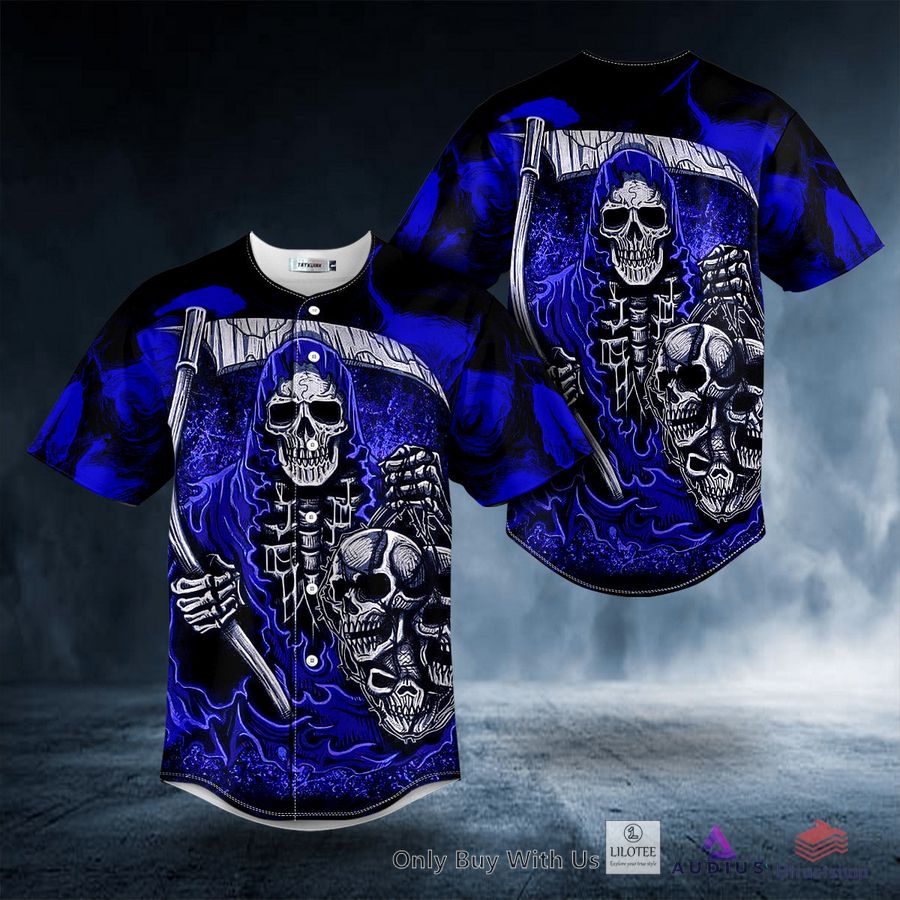 dark blue fatal shears grim reaper skull baseball jersey 1 67705
