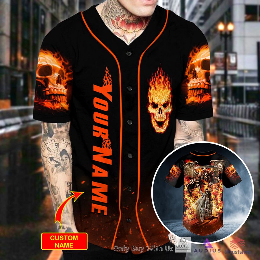 dead racer ghost rider fire skull custom baseball jersey 2 88506