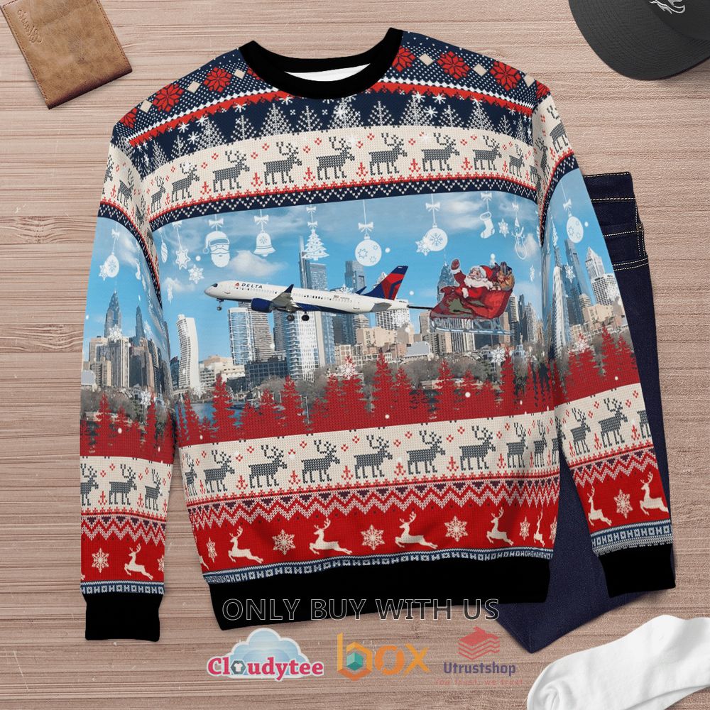 delta air lines boosts a220 with santa over philadelphia christmas sweater 2 80255