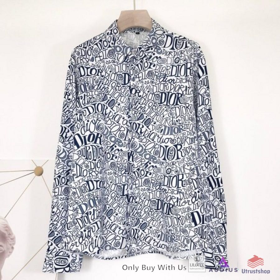 dior jadore christian pattern blue 3d longsleeve button shirt 1 93859