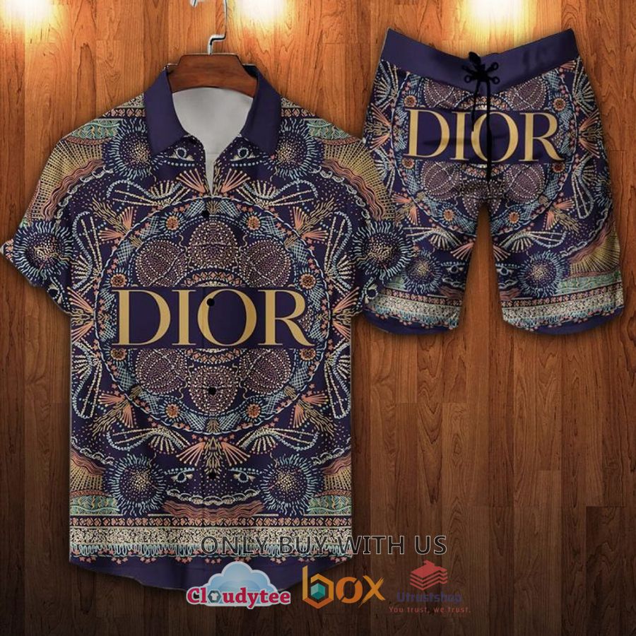 dior pattern multicolor hawaiian shirt short 1 58869