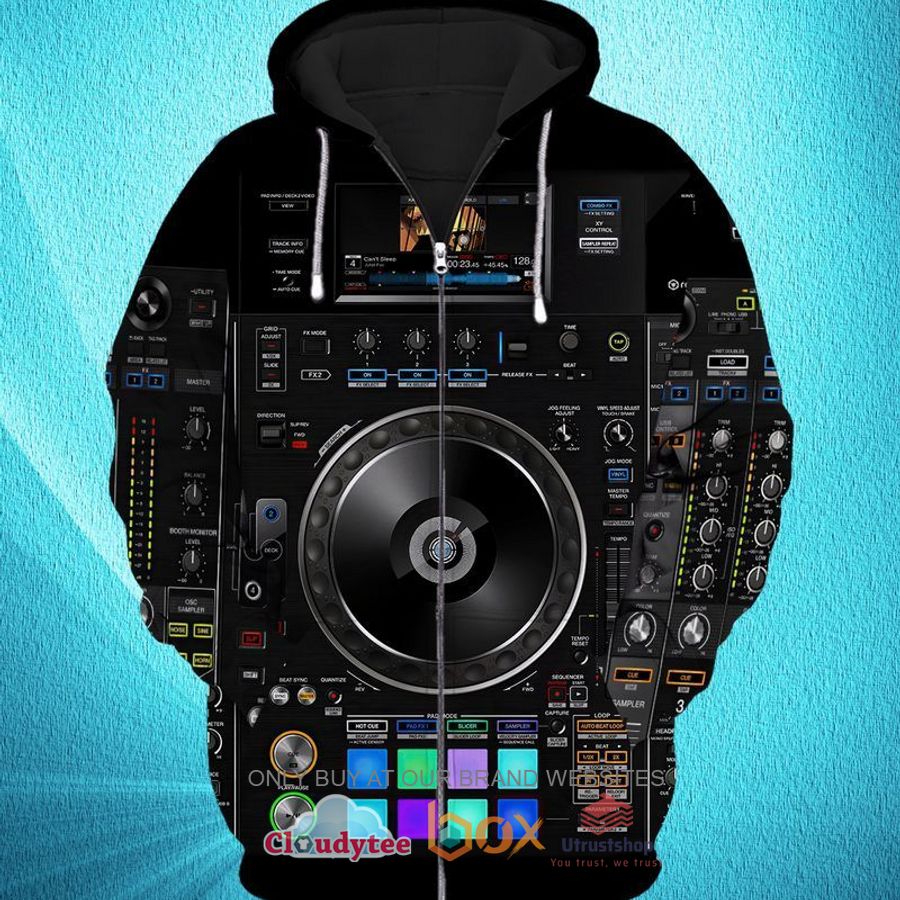 dj console pattern black color 3d zip hoodie 1 9225
