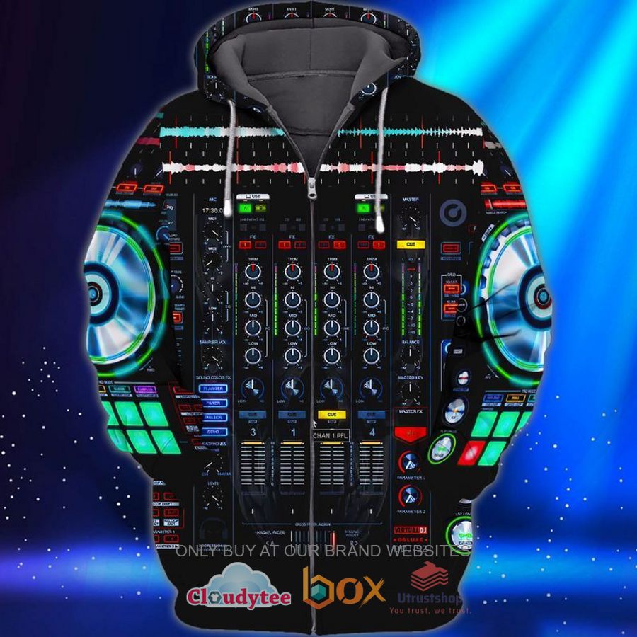 dj console pattern multicolor 3d zip hoodie 1 50048