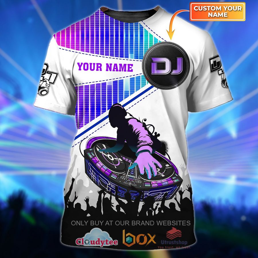 dj custom name white purple 3d shirt 1 84422