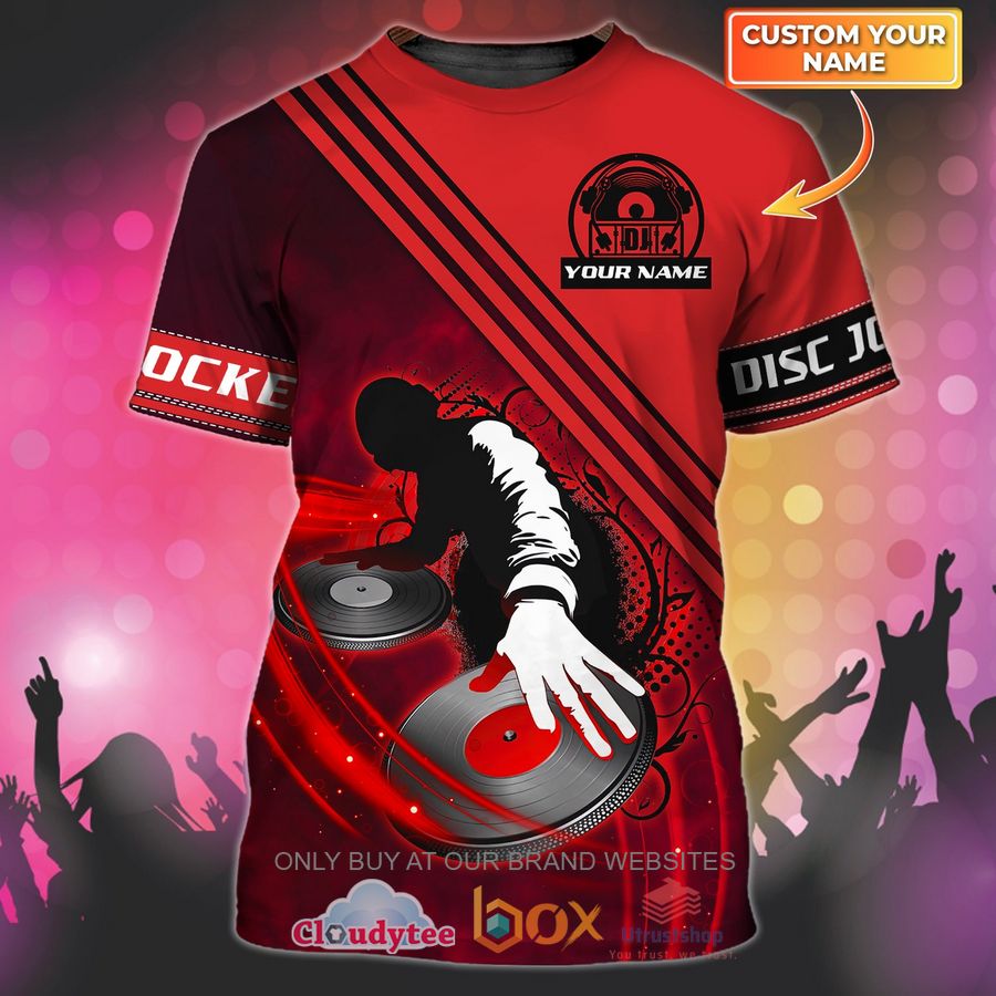 dj disc jockey custom name red 3d shirt 1 24082