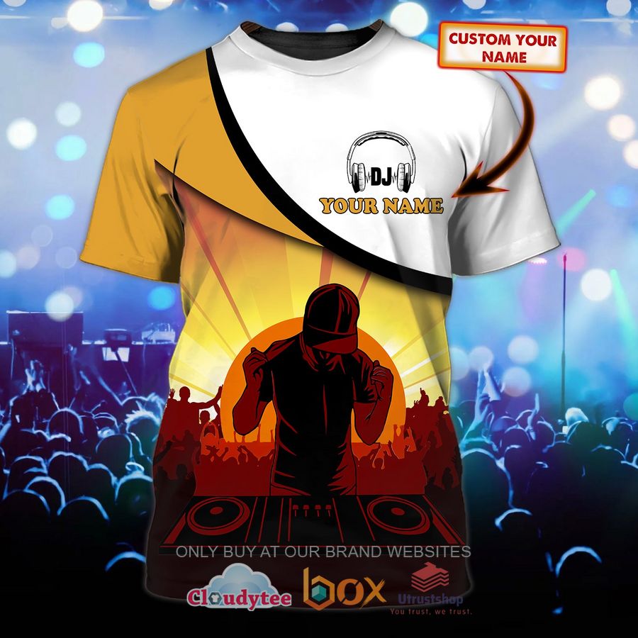 dj music show custom name yellow white 3d shirt 1 53626