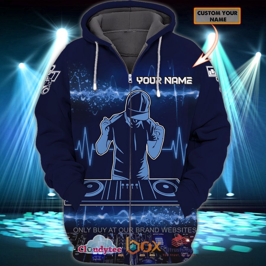dj party navy blue custom name 3d zip hoodie 1 51462