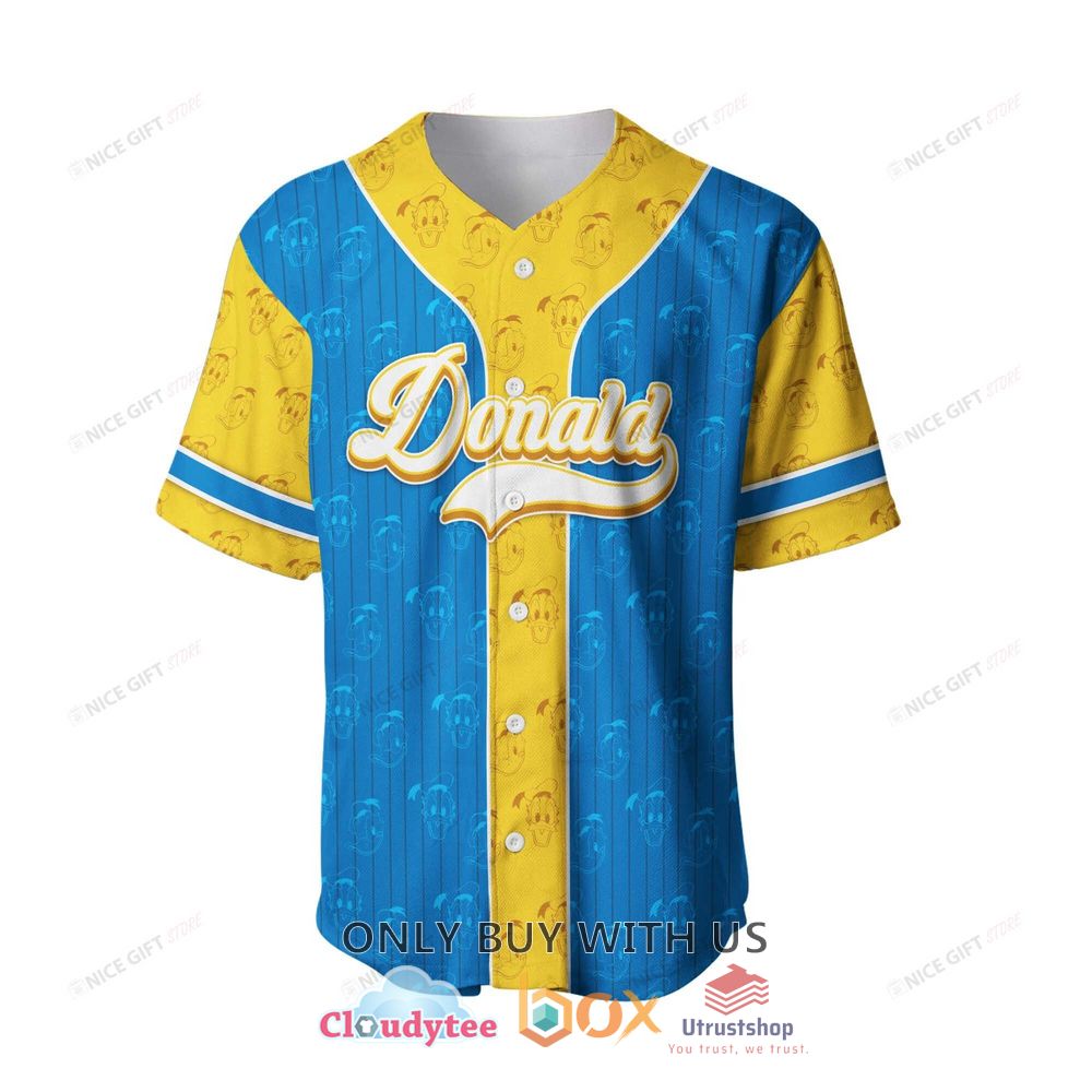donald duck custom name yellow blue baseball jersey shirt 2 61478