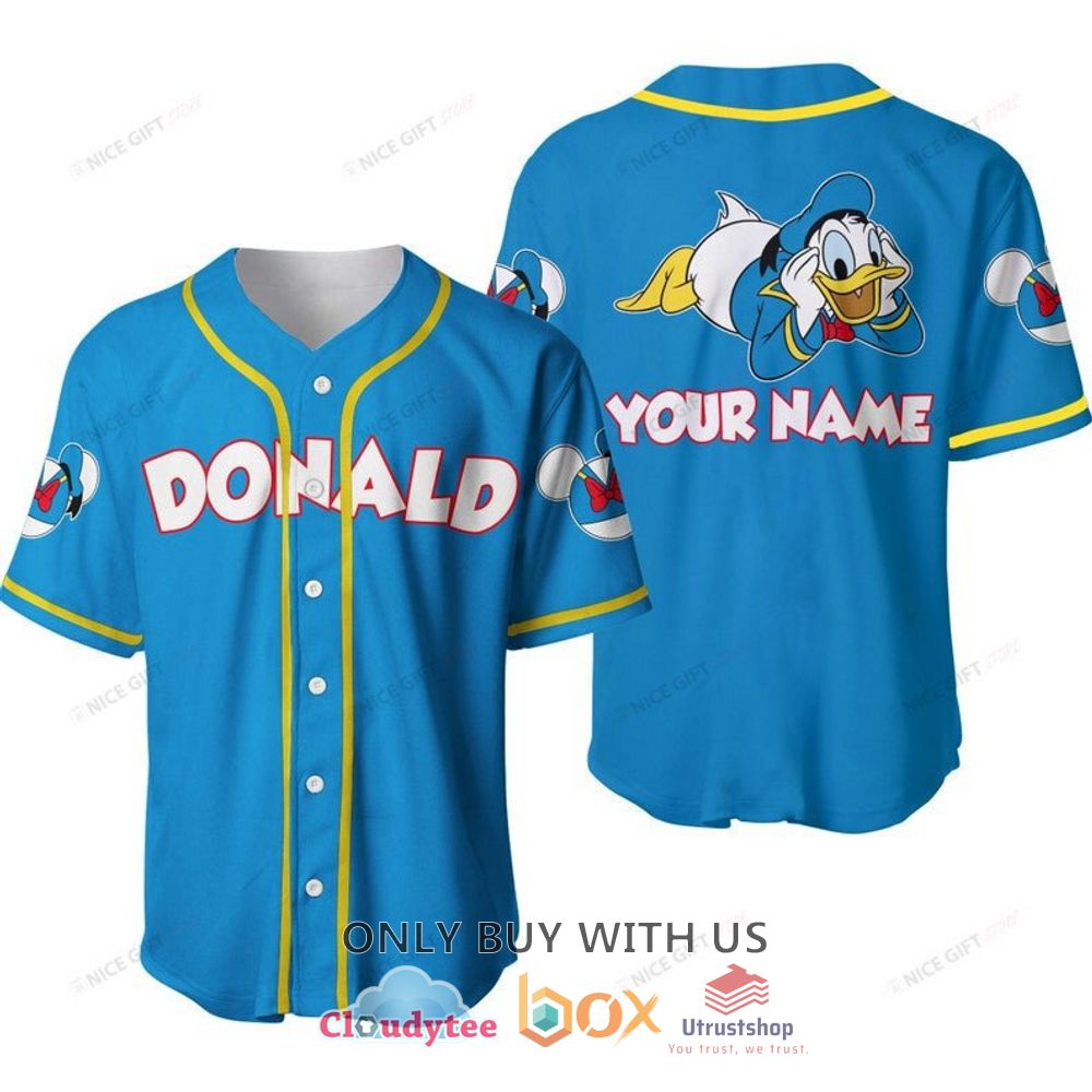 donald duck cute custom name blue baseball jersey shirt 1 90420