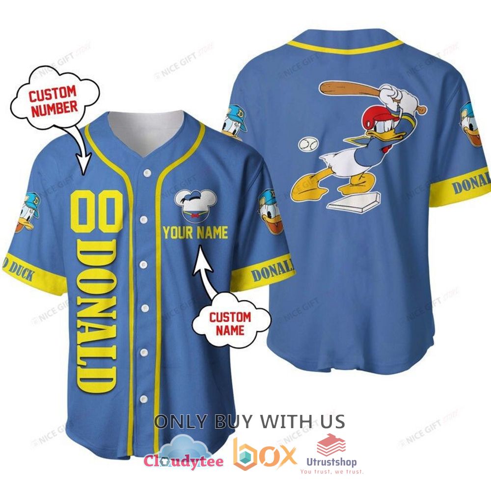 donald duck personalized blue color baseball jersey shirt 1 44526