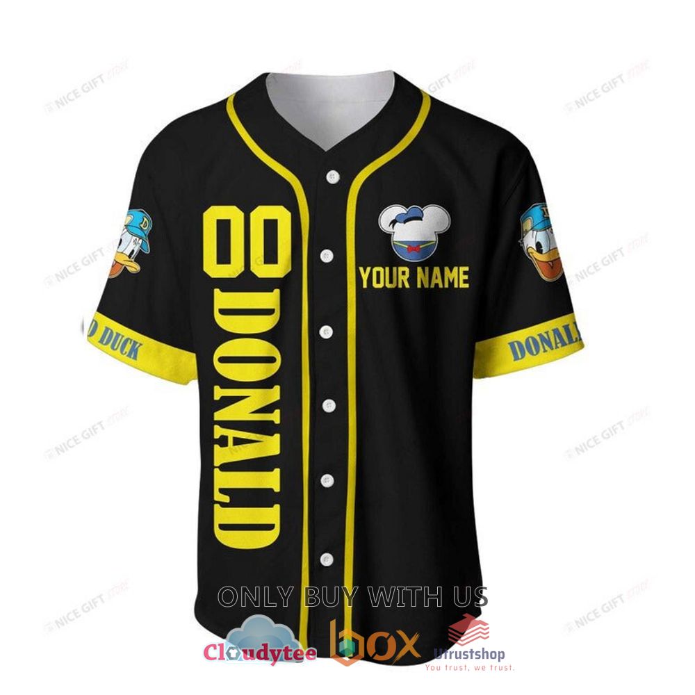 donald duck personalized yellow black baseball jersey shirt 2 89050