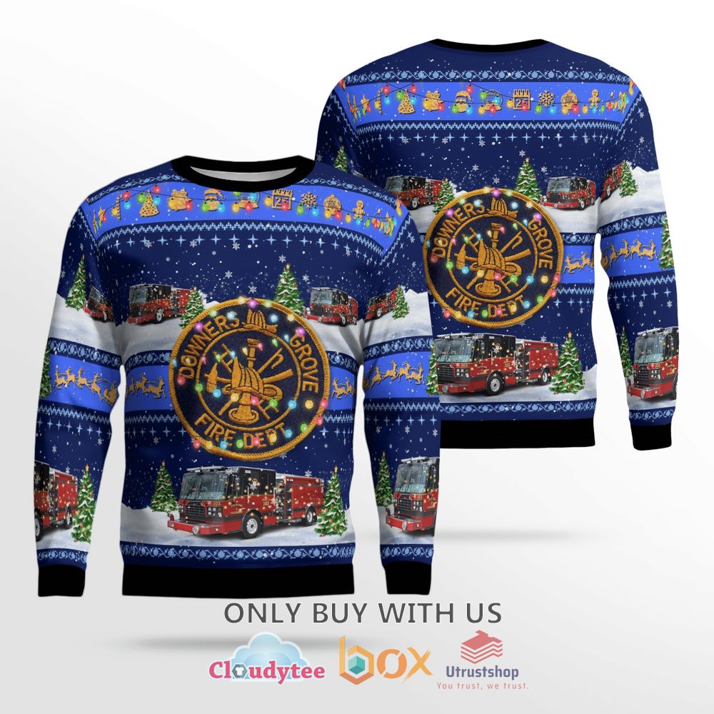 downers grove fire department blue christmas sweater 1 76830