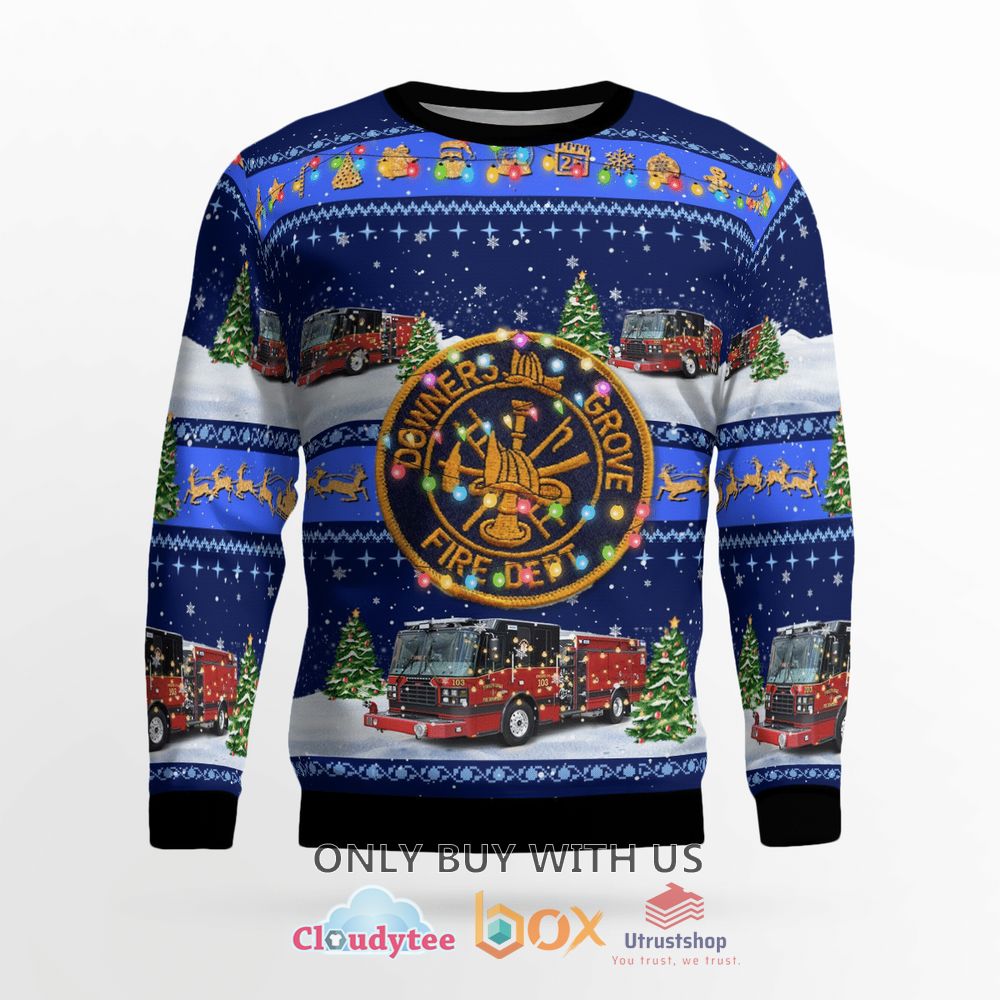 downers grove fire department blue christmas sweater 2 15010