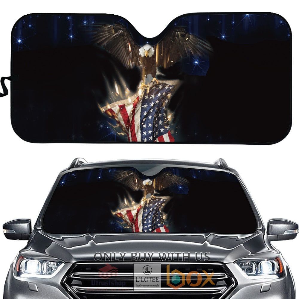 eagle grabbing american flag car sun shades 1 44393