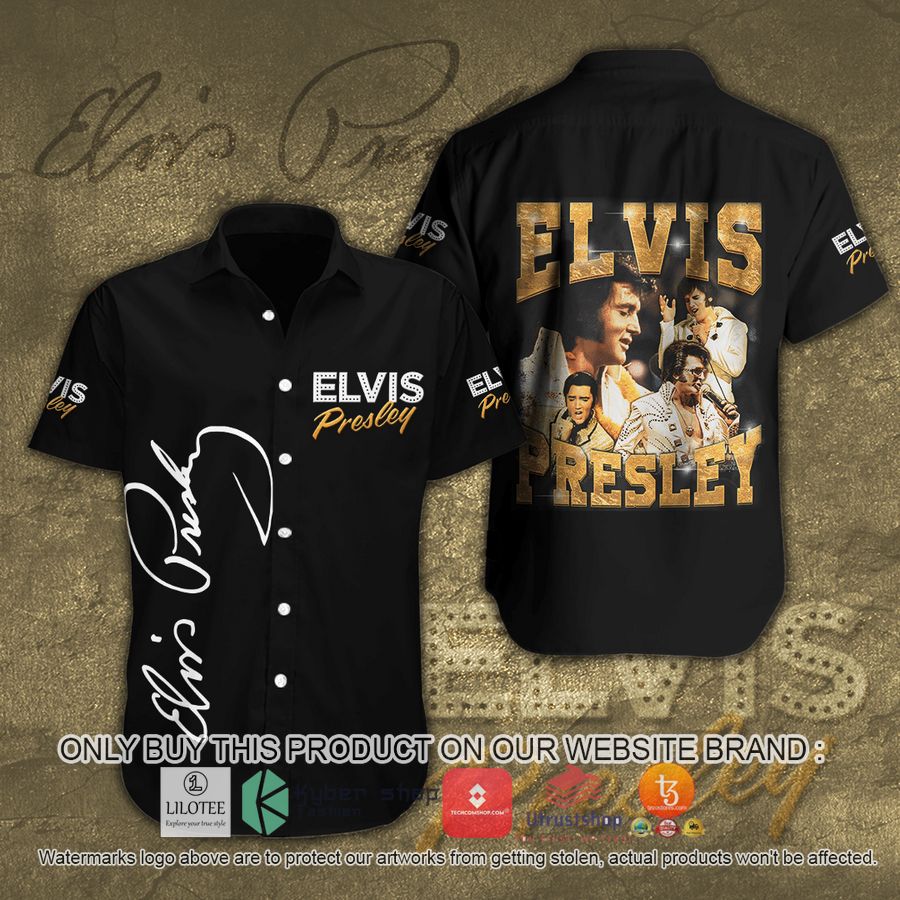 elvis presley gold black hawaiian shirt 1 21853